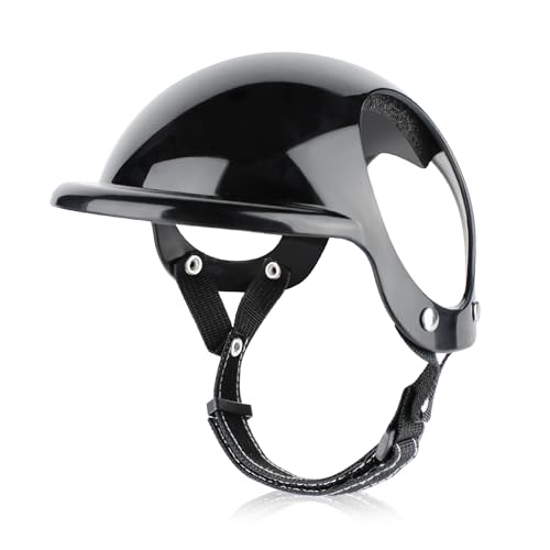 Hixingo Helm für Hunde Klein, Hundehelm Motorrad für Kleine Mittelgroße Hunde und Katzen Einstellbar Hundehüte für Radfahren Outdoor-Aktivitäten (S,Schwarz) von Hixingo