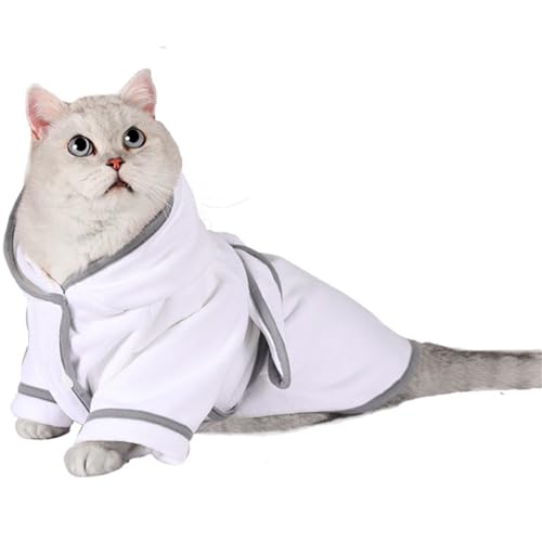 Hixingo Hundebademantel für Kleine Große Mittelgroße Hunde, Extra Saugfähig Hunde Bademantel Mikrofaser mit Klettverschluss Und Verstellbarem Gummizug (3XL,Weiß) von Hixingo