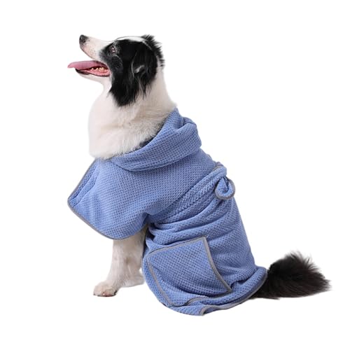 Hixingo Hundebademantel für Kleine - Große Mittelgroße Hunde, Extra Saugfähig Hunde Bademantel Mikrofaser mit Klettverschluss und Verstellbarem Gummizug (L,Blau) von Hixingo