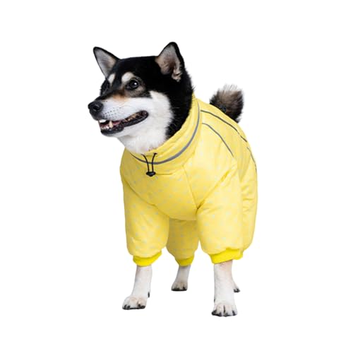 Hixingo Hundemantel mit Beinen, 2024 Winter Warme Hundemäntel mit Leinenloch Winddichte Kalte Hundejacke Wintermantel & Winterjacken für Kleine Mittel Hunde (M,Gelb) von Hixingo