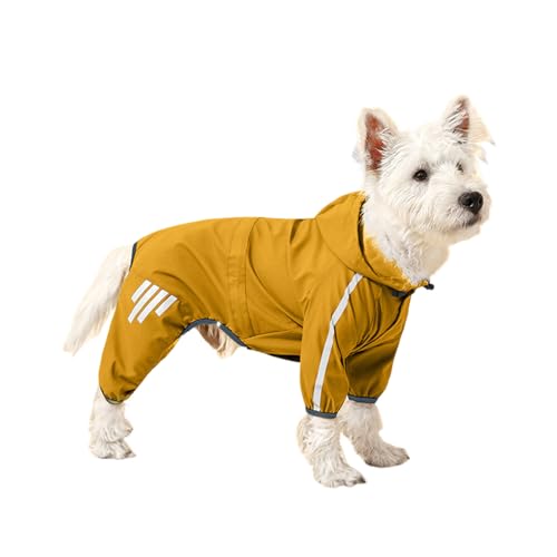 Hixingo Hundemantel mit Beinen, Winter Warme Komfortabel Hundemäntel mit Leinenloch Winddichte Kalte Hundejacke Wintermantel & Winterjacken für Kleine Mittel Große Hunde (XL,Einfarbig/gelb) von Hixingo