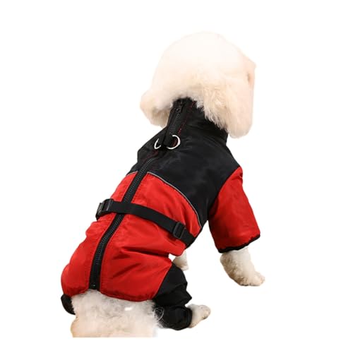 Hixingo Hundemantel mit Beinen, Winter Warme Komfortabel Hundemäntel mit Leinenloch Winddichte Kalte Hundejacke Wintermantel & Winterjacken für Kleine Mittel Große Hunde (XL,Schwarz Rot) von Hixingo