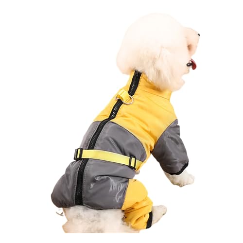 Hixingo Hundemantel mit Beinen, Winter Warme Komfortabel Hundemäntel mit Leinenloch Winddichte Kalte Hundejacke Wintermantel & Winterjacken für Kleine Mittel Große Hunde (XXL,Gelb Grau) von Hixingo