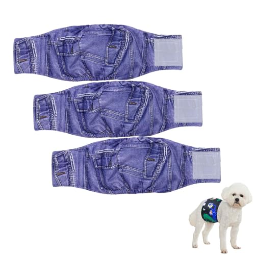 Hixingo Hundewindeln für Rüden Inkontinenz, 3 Stück Wiederverwendbare Hunde Windeln, Hygienisch und Saugstark Hundewindeln für Männliche (L,Cowboy) von Hixingo
