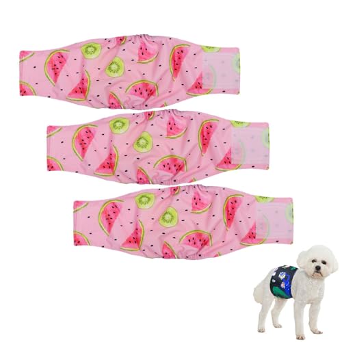 Hixingo Hundewindeln für Rüden Inkontinenz, 3 Stück Wiederverwendbare Hunde Windeln, Hygienisch und Saugstark Hundewindeln für Männliche (M,Wassermelone) von Hixingo