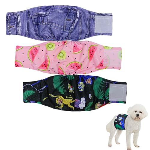 Hixingo Hundewindeln für Rüden Inkontinenz, 3 Stück Wiederverwendbare Hunde Windeln, Hygienisch und Saugstark Hundewindeln für Männliche (M,Winter) von Hixingo