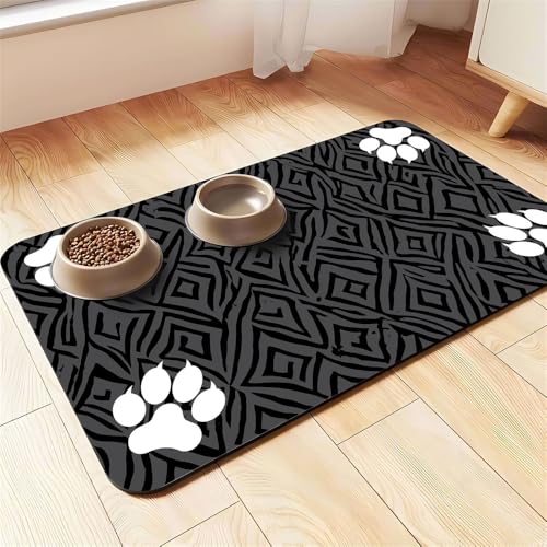 Hixingo Napfunterlage Hund Katzen Futternapf Unterlage, Saugfähige Haustier Futtermatte rutschfeste Hundenapf Unterlage Katzennapf Futtermatte (Dunkelgrau,40x50cm) von Hixingo