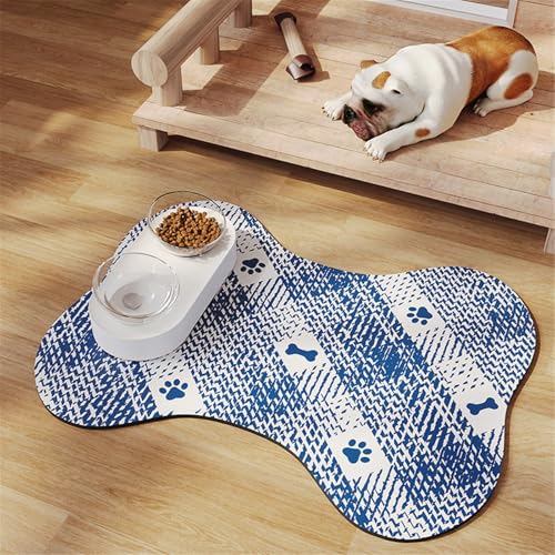 Hixingo Napfunterlage Hund Katzen Futternapf Unterlage Saugfähige Haustier Futtermatte rutschfeste Hundenapf Unterlage Waschbar Katzennapf futtermatte, Graffiti Druck (Blau,40x50cm) von Hixingo