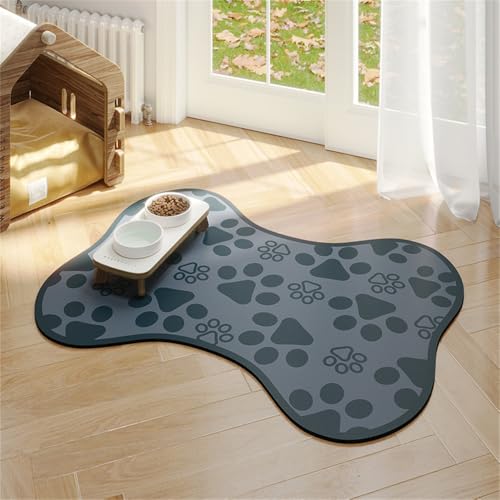 Hixingo Napfunterlage Katzen Hund Futternapf Unterlage, Saugfähige Haustier Futtermatte rutschfeste Hundenapf Unterlage Waschbar Katzennapf Futtermatte (E,50x70cm) von Hixingo