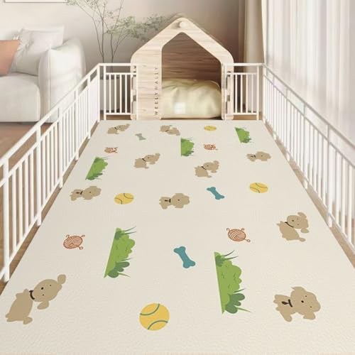 Hixingo Napfunterlage für Hunde und Katze, PVC Futtermatte für Haustierfutter Saugfähige Schnelltrocknend Hundenapf Unterlage Rutschfeste Futterunterlage Katze Waschbar (Khakifarbener Hund,140*200cm) von Hixingo