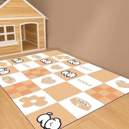 Hixingo Napfunterlage für Hunde und Katze, PVC Futtermatte für Haustierfutter Saugfähige Schnelltrocknend Hundenapf Unterlage Rutschfeste Futterunterlage Katze Waschbar (Orangefarbener Hund,120*160cm) von Hixingo
