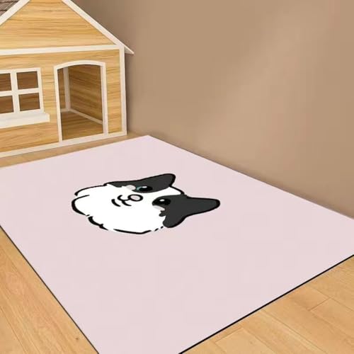 Hixingo Napfunterlage für Hunde und Katze, PVC Futtermatte für Haustierfutter Saugfähige Schnelltrocknend Hundenapf Unterlage Rutschfeste Futterunterlage Katze Waschbar (Schwarz-weißer Hund,120*160cm) von Hixingo