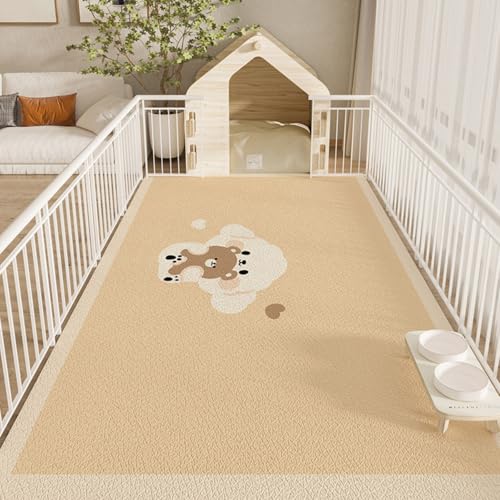 Hixingo Napfunterlage für Hunde und Katze, PVC Futtermatte für Haustierfutter Saugfähige Schnelltrocknend Hundenapf Unterlage rutschfeste Futterunterlage Katze Waschbar (Braunbär,140 * 200cm) von Hixingo