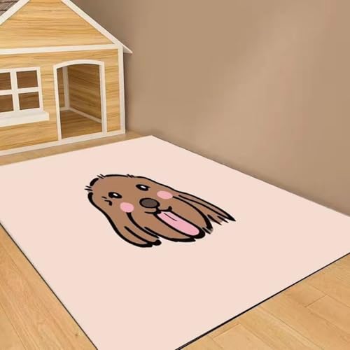 Hixingo Napfunterlage für Hunde und Katze, PVC Futtermatte für Haustierfutter Saugfähige Schnelltrocknend Hundenapf Unterlage rutschfeste Futterunterlage Katze Waschbar (Brauner Hund,140 * 200cm) von Hixingo