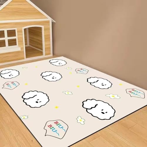 Hixingo Napfunterlage für Hunde und Katze, PVC Futtermatte für Haustierfutter Saugfähige Schnelltrocknend Hundenapf Unterlage rutschfeste Futterunterlage Katze Waschbar (Gelbe Blume,140 * 200cm) von Hixingo