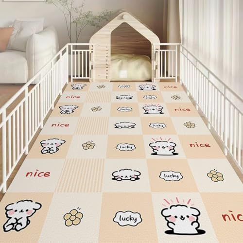 Hixingo Napfunterlage für Hunde und Katze, PVC Futtermatte für Haustierfutter Saugfähige Schnelltrocknend Hundenapf Unterlage rutschfeste Futterunterlage Katze Waschbar (Gelbe Blumen,140 * 200cm) von Hixingo