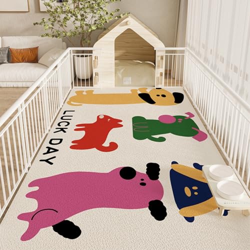 Hixingo Napfunterlage für Hunde und Katze, PVC Futtermatte für Haustierfutter Saugfähige Schnelltrocknend Hundenapf Unterlage rutschfeste Futterunterlage Katze Waschbar (Glückstag,140 * 200cm) von Hixingo