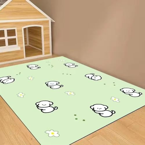 Hixingo Napfunterlage für Hunde und Katze, PVC Futtermatte für Haustierfutter Saugfähige Schnelltrocknend Hundenapf Unterlage rutschfeste Futterunterlage Katze Waschbar (Grüner Hund,140 * 200cm) von Hixingo