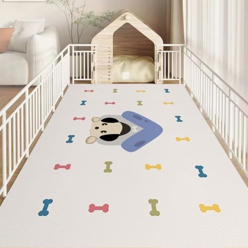 Hixingo Napfunterlage für Hunde und Katze, PVC Futtermatte für Haustierfutter Saugfähige Schnelltrocknend Hundenapf Unterlage rutschfeste Futterunterlage Katze Waschbar (Hundehütte,120 * 160cm) von Hixingo