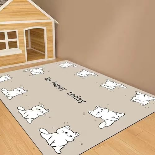 Hixingo Napfunterlage für Hunde und Katze, PVC Futtermatte für Haustierfutter Saugfähige Schnelltrocknend Hundenapf Unterlage rutschfeste Futterunterlage Katze Waschbar (Khaki-Katze,120 * 160cm) von Hixingo