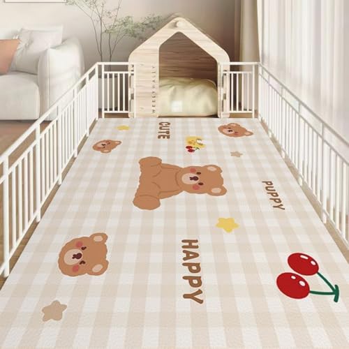 Hixingo Napfunterlage für Hunde und Katze, PVC Futtermatte für Haustierfutter Saugfähige Schnelltrocknend Hundenapf Unterlage rutschfeste Futterunterlage Katze Waschbar (Kirsche,140 * 200cm) von Hixingo