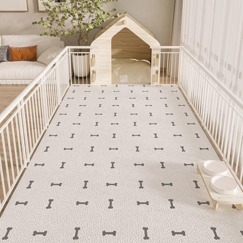 Hixingo Napfunterlage für Hunde und Katze, PVC Futtermatte für Haustierfutter Saugfähige Schnelltrocknend Hundenapf Unterlage rutschfeste Futterunterlage Katze Waschbar (Knochenmuster,120 * 160cm) von Hixingo