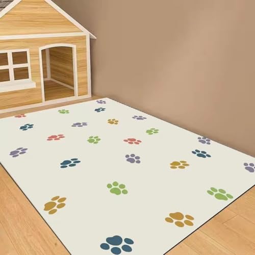 Hixingo Napfunterlage für Hunde und Katze, PVC Futtermatte für Haustierfutter Saugfähige Schnelltrocknend Hundenapf Unterlage rutschfeste Futterunterlage Katze Waschbar (Pfotenabdrücke,140 * 200cm) von Hixingo