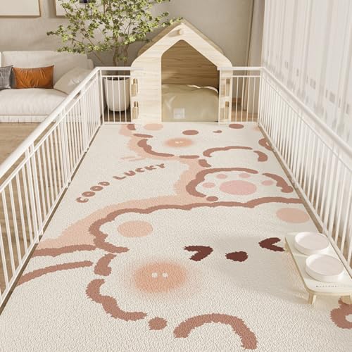Hixingo Napfunterlage für Hunde und Katze, PVC Futtermatte für Haustierfutter Saugfähige Schnelltrocknend Hundenapf Unterlage rutschfeste Futterunterlage Katze Waschbar (Rosa Hund,120 * 160cm) von Hixingo