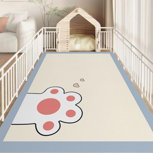 Hixingo Napfunterlage für Hunde und Katze, PVC Futtermatte für Haustierfutter Saugfähige Schnelltrocknend Hundenapf Unterlage rutschfeste Futterunterlage Katze Waschbar (Rosa Katze,120 * 160cm) von Hixingo