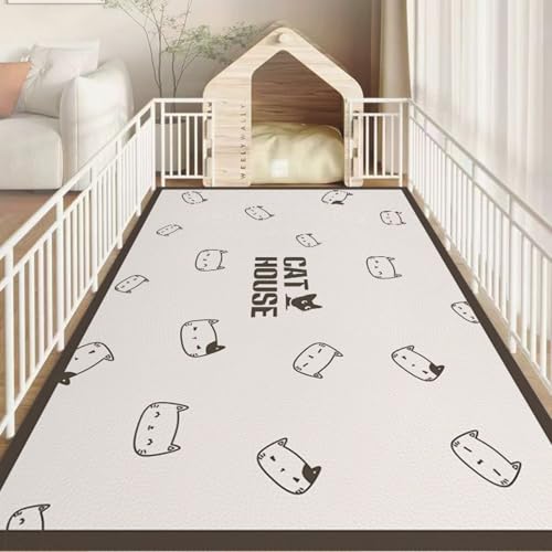 Hixingo Napfunterlage für Hunde und Katze, PVC Futtermatte für Haustierfutter Saugfähige Schnelltrocknend Hundenapf Unterlage rutschfeste Futterunterlage Katze Waschbar (Schwarze Katze,120 * 160cm) von Hixingo