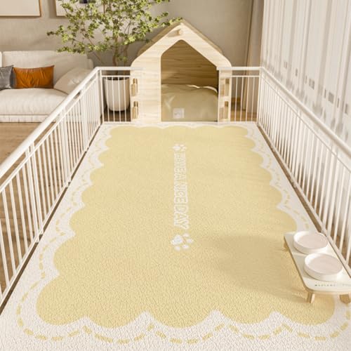 Hixingo Napfunterlage für Hunde und Katze, PVC Futtermatte für Haustierfutter Saugfähige Schnelltrocknend Hundenapf Unterlage rutschfeste Futterunterlage Katze Waschbar (Süßes Gelb,120 * 160cm) von Hixingo