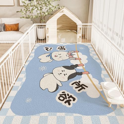 Hixingo Napfunterlage für Hunde und Katze, PVC Futtermatte für Haustierfutter Saugfähige Schnelltrocknend Hundenapf Unterlage rutschfeste Futterunterlage Katze Waschbar (Weiße Wolken,140 * 200cm) von Hixingo