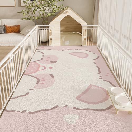 Hixingo Napfunterlage für Hunde und Katze, PVC Futtermatte für Haustierfutter Saugfähige Schnelltrocknend Hundenapf Unterlage rutschfeste Futterunterlage Katze Waschbar (Weißer Bär,140 * 200cm) von Hixingo