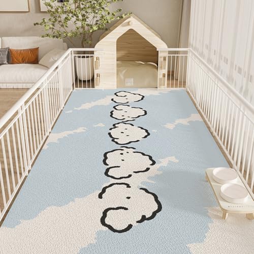 Hixingo Napfunterlage für Hunde und Katze, PVC Futtermatte für Haustierfutter Saugfähige Schnelltrocknend Hundenapf Unterlage rutschfeste Futterunterlage Katze Waschbar (Weißer Hund,120 * 160cm) von Hixingo