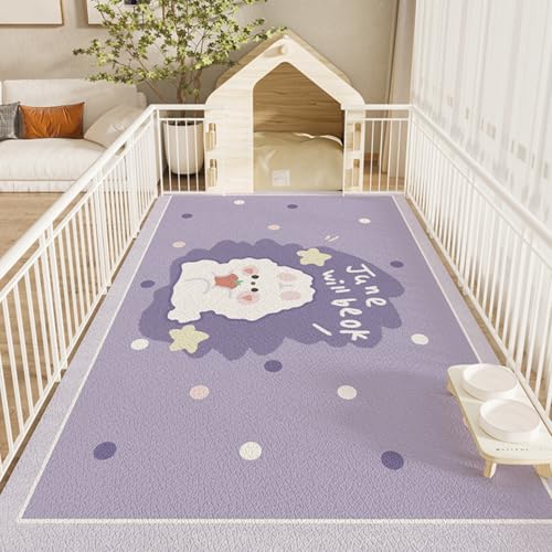 Hixingo Napfunterlage für Hunde und Katze, PVC Futtermatte für Haustierfutter Saugfähige Schnelltrocknend Hundenapf Unterlage rutschfeste Futterunterlage Katze Waschbar (Weißes Kaninchen,140 * 200cm) von Hixingo