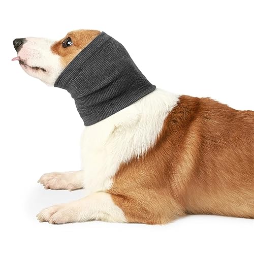 Hixingo Ohrenschützer für Hunde, Nacken-und Ohrenwärmer für Hunde Hals und Ohrenwärmer für Komfort Snood für Hunde und Katzen Baden für Pflege (L,Grau) von Hixingo
