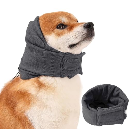 Hixingo Ohrenschützer für Hunde, Nacken-und Ohrenwärmer für Hunde Hals und Ohrenwärmer für Komfort Snood für Hunde und Katzen Baden für Pflege (M:13.8"-18.9",Grau) von Hixingo
