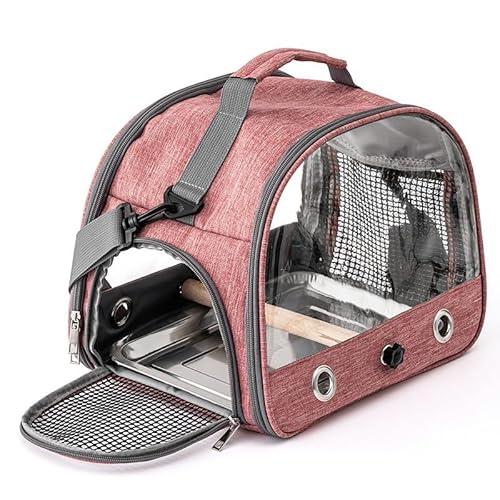 Hixingo Vogel Transportbox Tragbare Papageien Reisetasche Vogel Travel Carrier Atmungsaktive Reisekäfig für Wellensittiche, Aras Unzertrennliche Nymphensittiche, Einfarbig (Rosa,33x24x26cm) von Hixingo