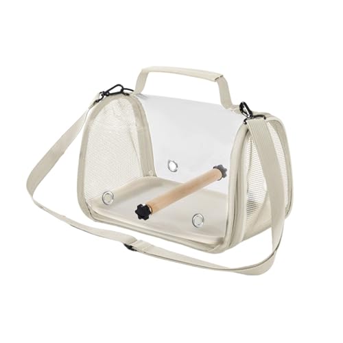 Hixingo Vogel Transportbox Tragbare Papageien Reisetasche Vogel Travel Carrier Atmungsaktive Reisekäfig für Wellensittiche, Aras Unzertrennliche Nymphensittiche, Grau Beige (Beige,26x19x18cm) von Hixingo