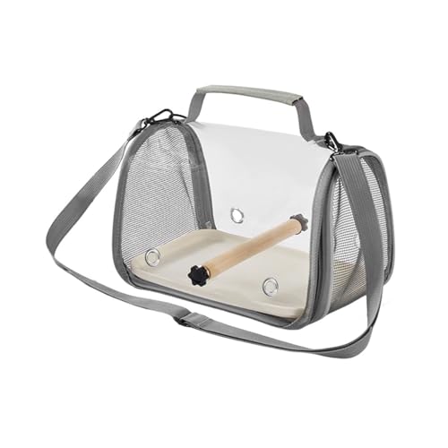 Hixingo Vogel Transportbox Tragbare Papageien Reisetasche Vogel Travel Carrier Atmungsaktive Reisekäfig für Wellensittiche, Aras Unzertrennliche Nymphensittiche, Grau Beige (Grau,26x19x18cm) von Hixingo