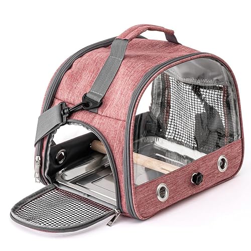 Hixingo Vogel Transportbox Tragbare Papageien Reisetasche Vogel Travel Carrier Atmungsaktive Reisekäfig für Wellensittiche, Aras Unzertrennliche und Nymphensittiche, Einfarbig (Rosa,33x24x26cm) von Hixingo