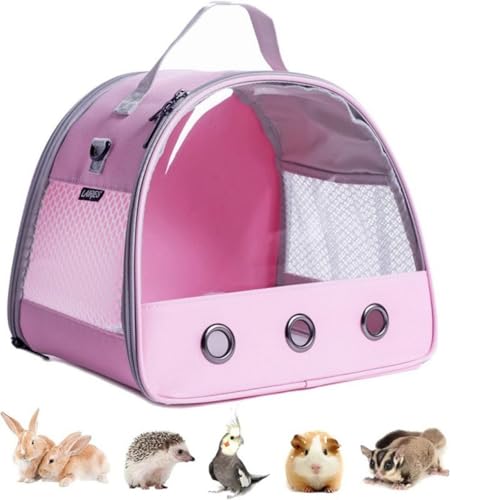 Hixingo Vogel Transportbox Tragbare Papageien Reisetasche Vogel Travel Carrier Atmungsaktive Reisekäfig für Wellensittiche, Aras Unzertrennliche und Nymphensittiche (25 * 30 * 25cm,Rosa) von Hixingo