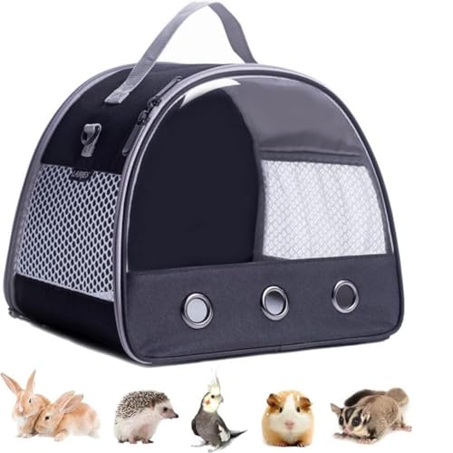 Hixingo Vogel Transportbox Tragbare Papageien Reisetasche Vogel Travel Carrier Atmungsaktive Reisekäfig für Wellensittiche, Aras Unzertrennliche und Nymphensittiche (25 * 30 * 25cm,Schwarz) von Hixingo
