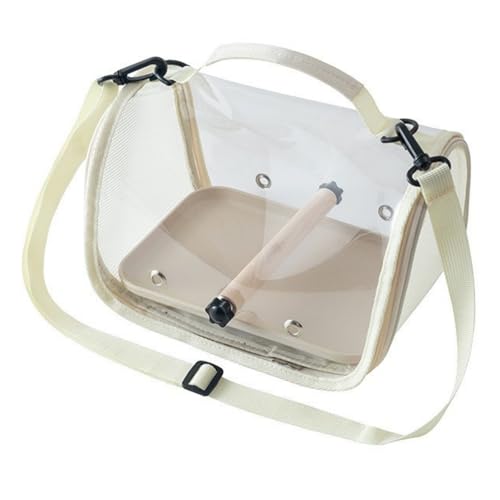 Hixingo Vogel Transportbox Tragbare Papageien Reisetasche Vogel Travel Carrier Atmungsaktive Reisekäfig für Wellensittiche, Aras Unzertrennliche und Nymphensittiche (25.5 * 19 * 18cm,Beige) von Hixingo