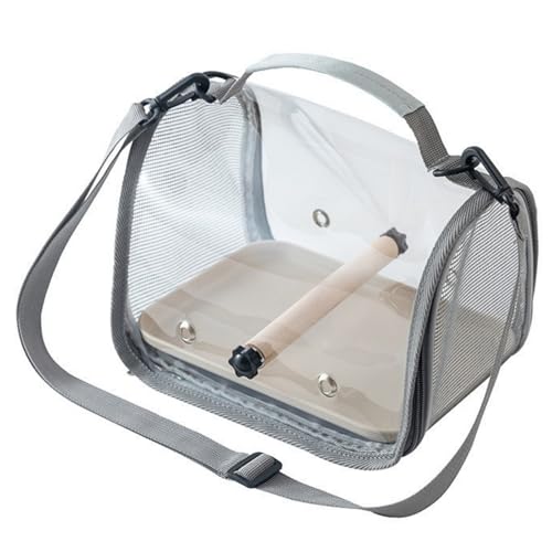 Hixingo Vogel Transportbox Tragbare Papageien Reisetasche Vogel Travel Carrier Atmungsaktive Reisekäfig für Wellensittiche, Aras Unzertrennliche und Nymphensittiche (25.5 * 19 * 18cm,Grau) von Hixingo