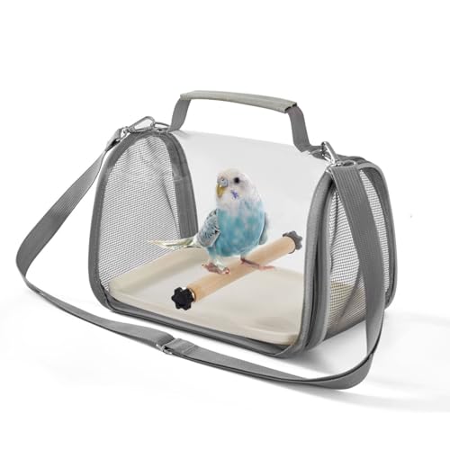 Hixingo Vogel Transportbox Tragbare Papageien Reisetasche Vogel Travel Carrier Atmungsaktive Reisekäfig für Wellensittiche, Aras Unzertrennliche und Nymphensittiche (26 * 19 * 19cm,Grau) von Hixingo