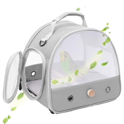 Hixingo Vogel Transportbox Tragbare Papageien Reisetasche Vogel Travel Carrier Atmungsaktive Reisekäfig für Wellensittiche, Aras Unzertrennliche und Nymphensittiche (30 * 20 * 25cm,Grau) von Hixingo