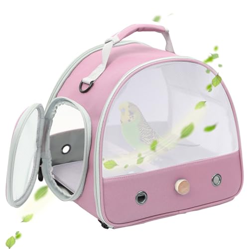 Hixingo Vogel Transportbox Tragbare Papageien Reisetasche Vogel Travel Carrier Atmungsaktive Reisekäfig für Wellensittiche, Aras Unzertrennliche und Nymphensittiche (30 * 20 * 25cm,Rosa) von Hixingo