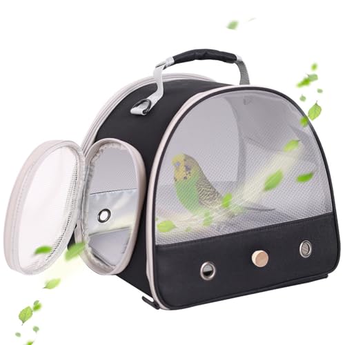 Hixingo Vogel Transportbox Tragbare Papageien Reisetasche Vogel Travel Carrier Atmungsaktive Reisekäfig für Wellensittiche, Aras Unzertrennliche und Nymphensittiche (30 * 20 * 25cm,Schwarz) von Hixingo
