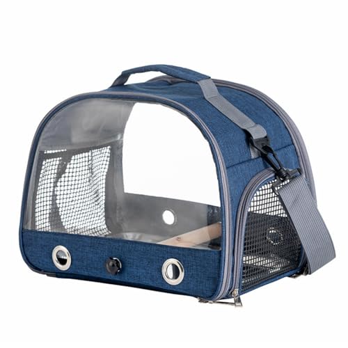 Hixingo Vogel Transportbox Tragbare Papageien Reisetasche Vogel Travel Carrier Atmungsaktive Reisekäfig für Wellensittiche, Aras Unzertrennliche und Nymphensittiche (30 * 25 * 25cm,Marineblau) von Hixingo